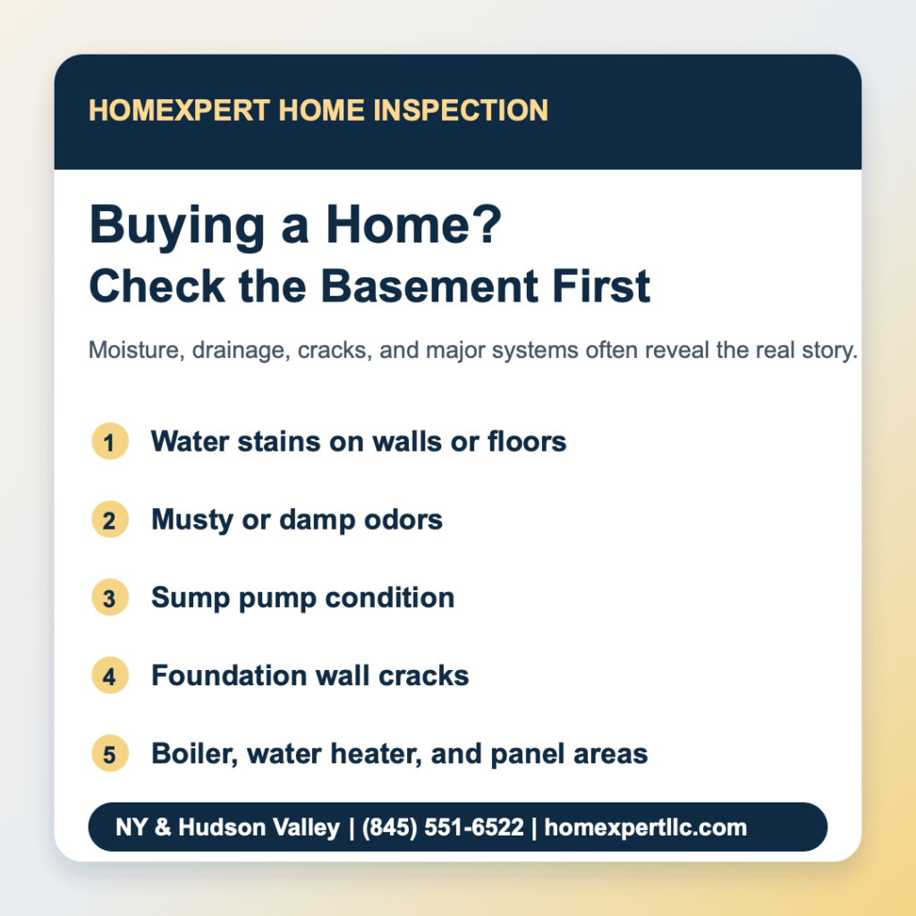 NY home inspection basement checklist by Homexpert